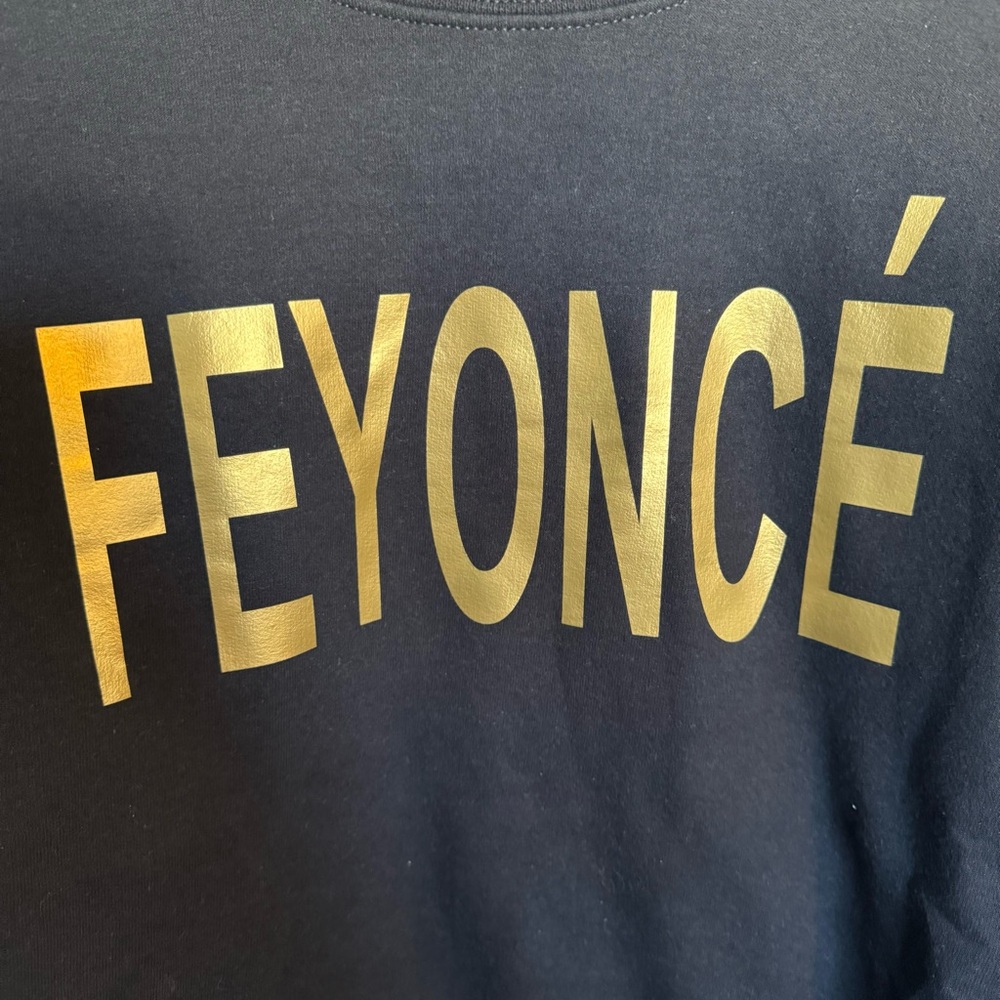 Black Sweatshirt with Gold 'FEYONCÉ' Print